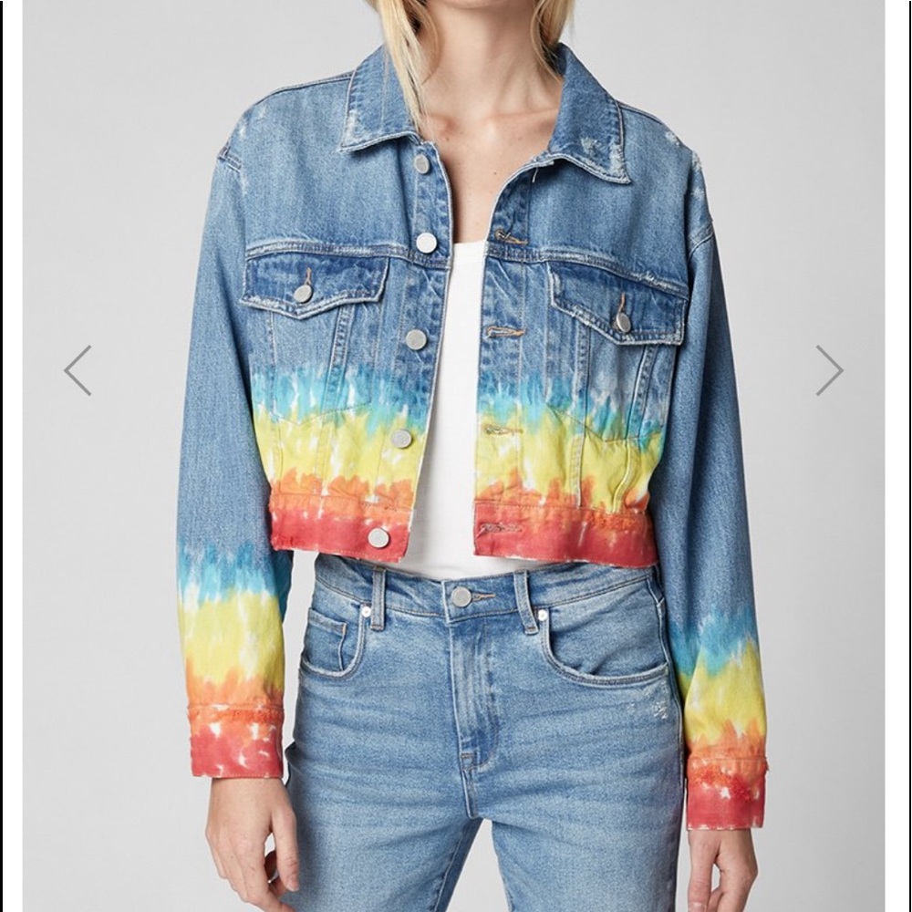 Blank NYC tie dye denim jacket “ BLOW THE BAG “